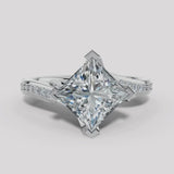 "Iris" 1 Carat Twisted Princess Cut Diamond Grain Set Diamond Engagement Ring DSPC01