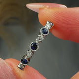 "Orvella" Blue Sapphire 0.37 Carat Natural Diamond Half Eternity Ring HR72