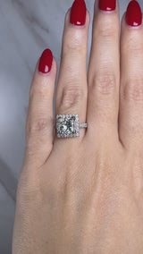 "Maddison" Princess Cut 2 Carat Halo Diamond Shoulder Engagement Ring