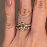 "Goldie" Bridal Set Oval Cut Diamond Shoulders Eternity Engagement Ring
