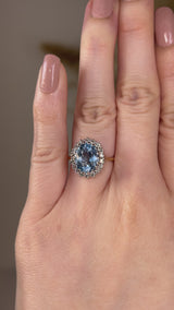 "Juliana" Aquamarine Oval Cut Halo Diamond Engagement Ring