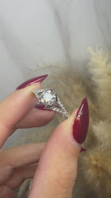 "Zyne" Round Cut Diamond Shoulder Matching Set Engagement Ring