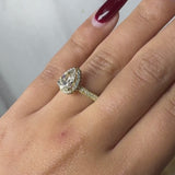 "Brianca" Halo Pear Cut 4 Carat Diamond Shoulder Engagement Ring