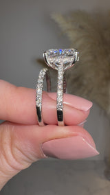 "Crussey" 5 Carat Cushion Cut Diamond Matching Bridal Set Engagement Ring