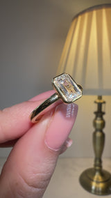 "Gracey" Solitaire Emerald Cut Bezel Diamond Engagement Ring