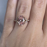 "Kristina" 2.2 Carat Lab Grown Fancy Vivid Pink Oval Cut and Marquise Diamond Shoulder Engagement Ring