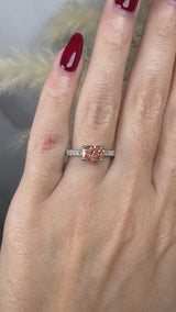 "Zilia" Pink Lab Grown Emerald Cut Diamond Shoulder Engagement Ring