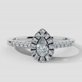 "Arlet" Halo Pear Cut Diamond Shoulder Engagement Ring HAPS06