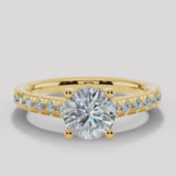 "Kyra" Under Hidden Halo 2.50 Carat Round Brilliant Cut Diamond Shoulders Engagement Ring