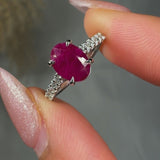 "Vyraza" Ruby 1.16 Carat Oval Cut Natural Diamond Shoulder Engagement Ring HM964