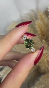 "Grinch" Three Stone Round Cut Diamond Trilogy Engagement Ring