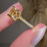 Helen 2 Carat Cushion Cut Cognac/Brown Diamond Pave-set Diamond Band