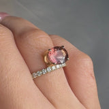 "Camden" 2 Carat Oval Cut Pink Tourmaline shoulder Lab Grown Diamond Engagement Ring HR1849
