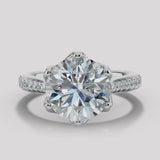 "Lux" 1 carat Petals Basket Set Round Brilliant Cut Diamond Grain Set Diamond Engagement Ring DSRB41