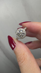 "Nancy" Halo 3 Carat Round Cut Diamond Shoulder Engagement Ring