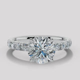 "Lara" 1 carat Round Brilliant Cut Diamond Hidden Under Halo Scallop Set Diamond Band Engagement Ring UHRB05