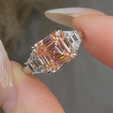 "Vionyx" Pink 2.03 Carat Princess Cut Trilogy Lab Grown Diamond Engagement Ring HLM424