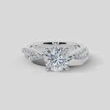 "Payton" Round Cut 3 Carat Twisted Diamond Shoulder Rose Gold Engagement Ring DSRB27