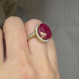 "Calzirel" Ruby 11.12 Carat Oval Cut Lab Grown Diamond Shoulder Engagement Ring HLR15