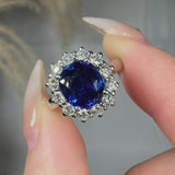 "Calvionyx" Blue Sapphire 3.11 Carat Cushion Mixed Cut Lab Grown Diamond Engagement Ring RAM1255R