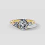 "Glenney" 2.5 Carat Three Stone Oval Cut with Pear Trilogy Engagement Ring