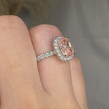 "Altheris" Pink 2 Carat Elongated Cushion Cut Lab Grown Diamond Shoulder Engagement Ring HLM428