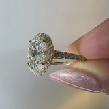 "Veloria" 2.50 Carat Oval Cut 18K Yellow Gold Diamond Shoulder Engagement Ring HAOC07