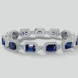 Emerald Shape 11 Carat Sapphire Center Featuring Diamond Halo Bracelet BRHAEMS