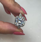 "Lott" Asscher Cut 4 Carat Diamond Shoulder Platinum Engagement Ring DSEC09