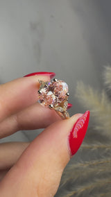 "Kristina" Fancy Vivid Pink Oval Cut and Marquise Diamond Shoulder Engagement Ring