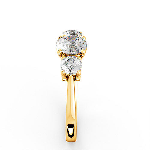 PINE - Round Brilliant Trilogy Engagement Ring in Yellow Gold - HEERA DIAMONDS