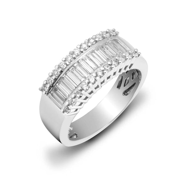 18ct White 1.00ct Round & Baguette Diamond Ring - HEERA DIAMONDS