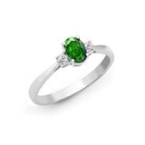 18ct White Gold Diamond And Emerald And 3 Stone Ring - HEERA DIAMONDS