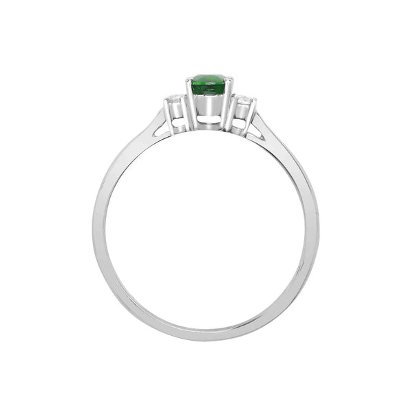 18ct White Gold Diamond And Emerald And 3 Stone Ring - HEERA DIAMONDS