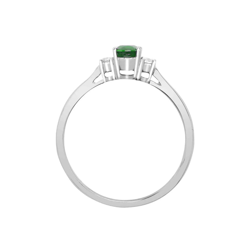18ct White Gold Diamond And Emerald And 3 Stone Ring - HEERA DIAMONDS