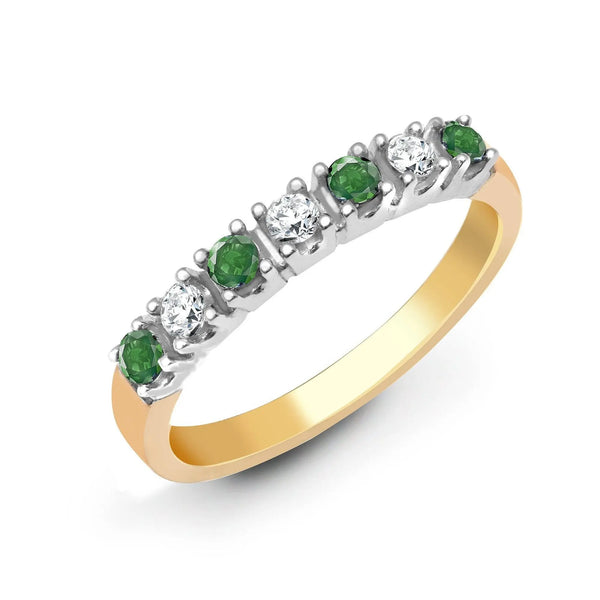 9ct Yellow Gold Diamond And Emerald Ring - HEERA DIAMONDS