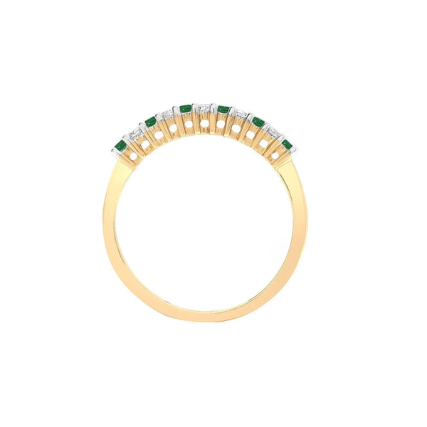 9ct Yellow Gold Diamond And Emerald Ring - HEERA DIAMONDS