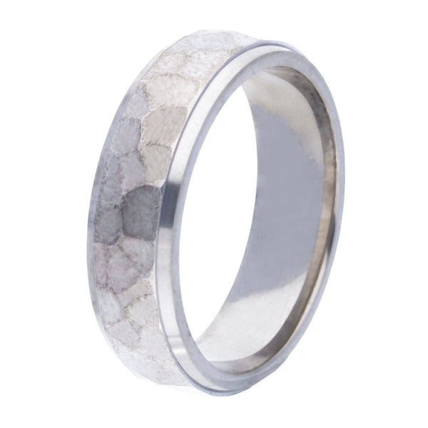 Traditional Court Mens Wedding band in a hammered finish centre and lined edges, Comfort fit. - HEERA DIAMONDS