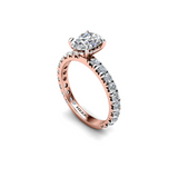 DUNIA - Oval Diamond Engagement ring with Diamond Shoulders and Under Halo in Rose Gold - HEERA DIAMONDS