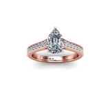 KATHY - Pear Diamond Engagement ring with Diamond Shoulders in Rose Gold - HEERA DIAMONDS
