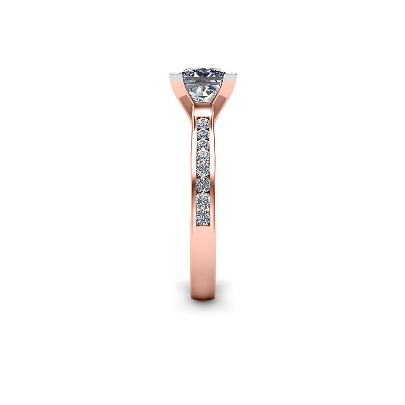 PALMA - Princess Diamond Engagement ring with Diamond Shoulders in Rose Gold - HEERA DIAMONDS
