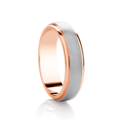 Traditional Court Two Tone Wedding band with Insert in Comfort fit. - HEERA DIAMONDS