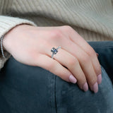 WILLOW - Emerald Diamond Engagement ring with Diamond Shoulders in Platinum - HEERA DIAMONDS