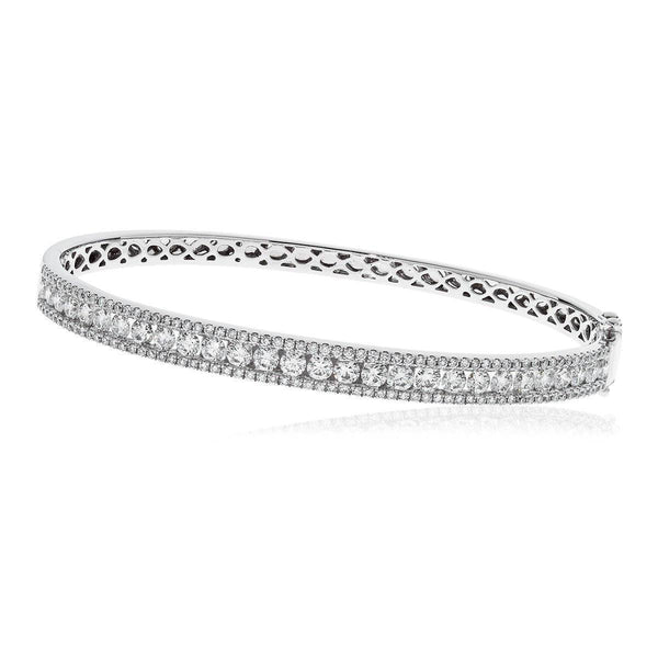DIAMOND IN & OUT CHANNEL SETTING BANGLE IN 18K WHITE GOLD - HEERA DIAMONDS
