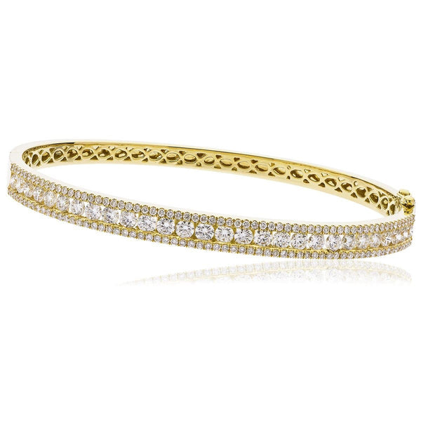 DIAMOND IN & OUT CHANNEL SETTING BANGLE IN 18K YELLOW GOLD - HEERA DIAMONDS