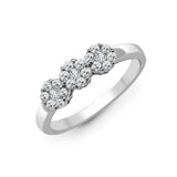18ct White 0.45ct Diamond 3 x 7 Cluster Ring - HEERA DIAMONDS