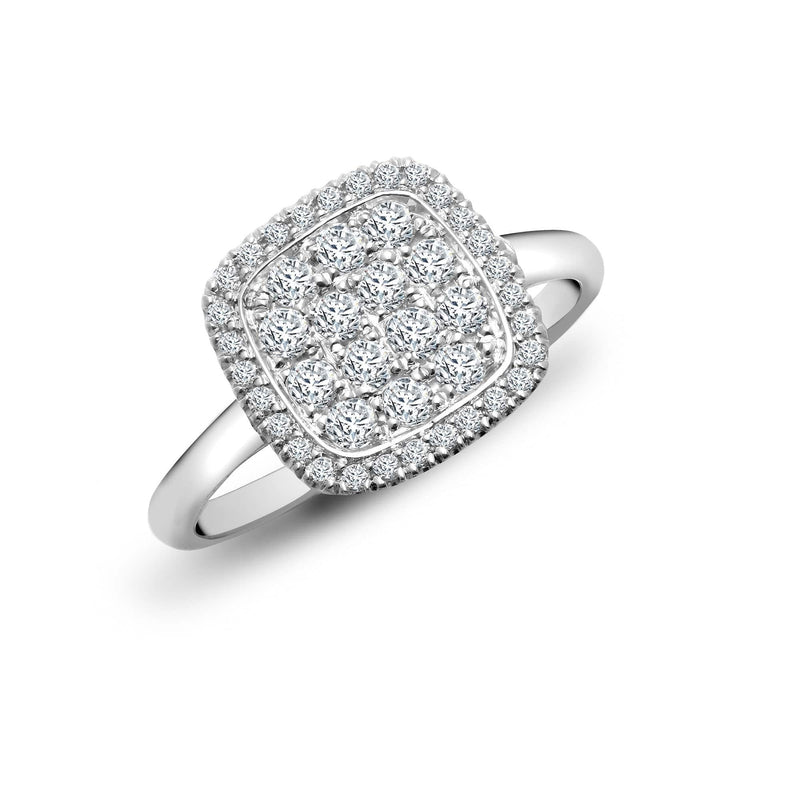 18ct White 0.55ct Dia Cluster Cushion Shape Ring - HEERA DIAMONDS