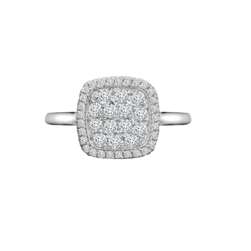 18ct White 0.55ct Dia Cluster Cushion Shape Ring - HEERA DIAMONDS