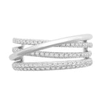 18ct White 0.68ct Diamond 4 Row Crossover Ring - HEERA DIAMONDS