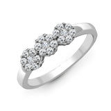 18ct White 1.00ct Diamond 3 x 7 Cluster Ring - HEERA DIAMONDS